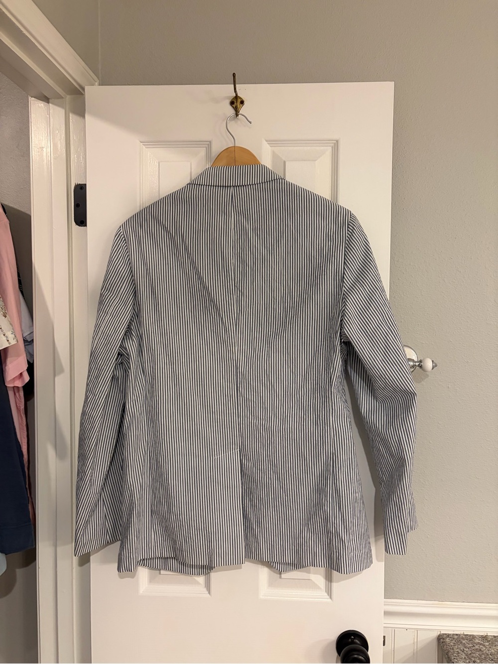 Banana Republic Slim Fit Seersucker Blazer 40R Blue Cotton Sport Coat - Picture 7 of 7
